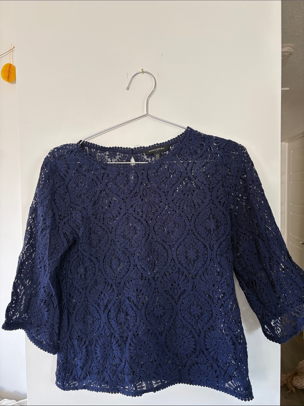 Banana Republic Navy Crochet Lace Blouse